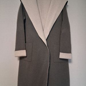 캐시미어 100% 양면 후드 롱 가디건 이미지