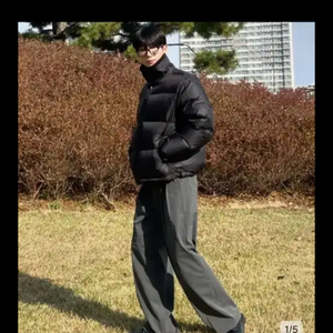 넌블랭크 니트 칼러 숏 패딩 블랙 M