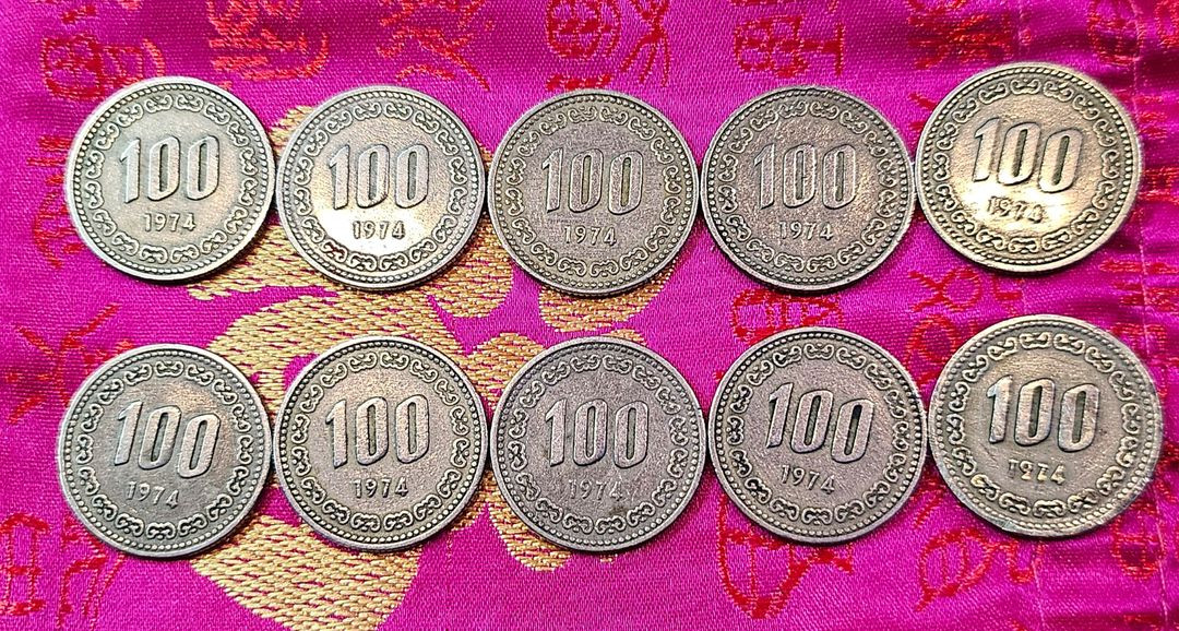 1974년 100원 동전 10개세트 이미지