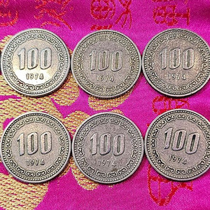 1974년 100원 동전 10개세트 이미지