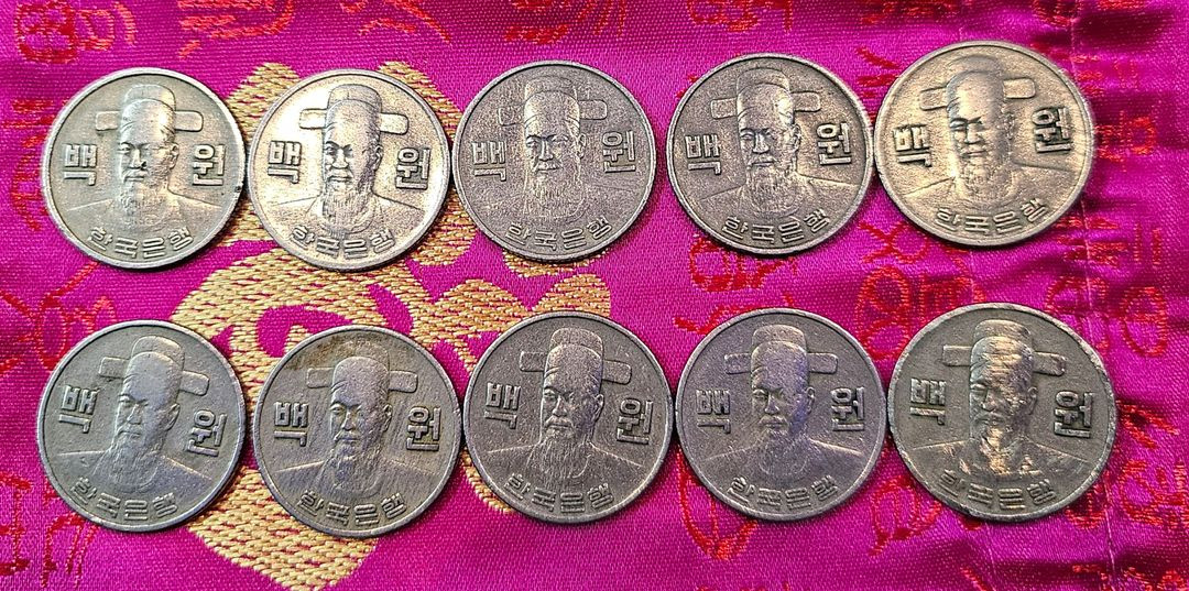 1974년 100원 동전 10개세트 이미지