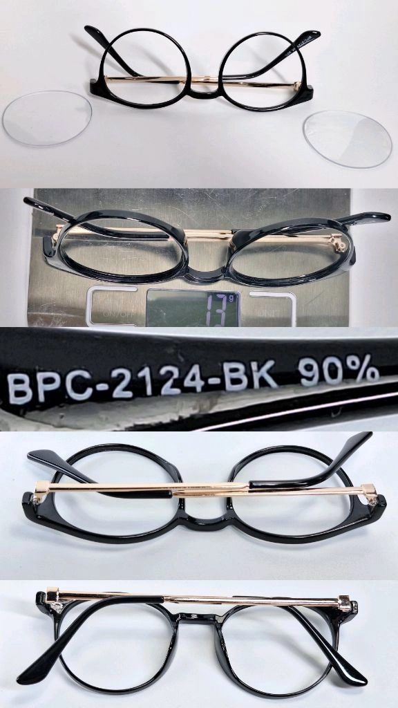 일본 수입 3coins BPC-2124 블랙 골드 보스턴 안경테 패션 아이웨어 y2k 미니멀리즘 이미지