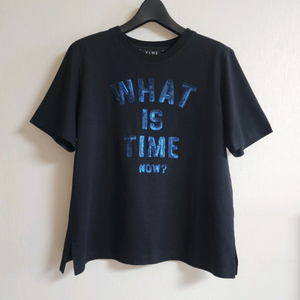 타임 시퀸 레터링 반팔 티셔츠 (한섬 시스템 랑방컬렉션 프린팅 탑