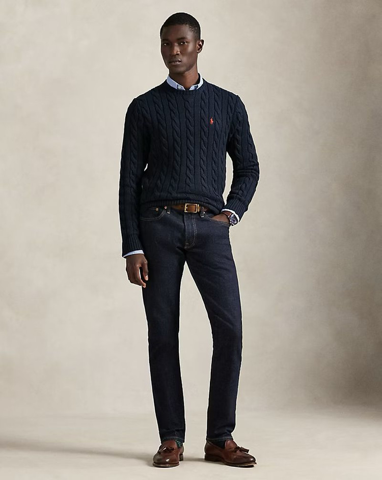 폴로 랄프로렌 케이블 니트 코튼 스웨터 헌터 네이비 XL 신품 꽈배기 이미지