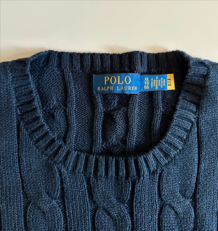 폴로 랄프로렌 케이블 니트 코튼 스웨터 헌터 네이비 XL 신품 꽈배기 이미지