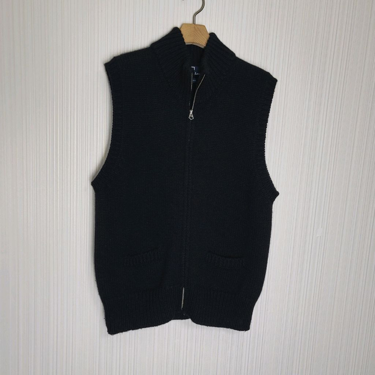 95_폴로 울 니트집업 배스트 블랙 랄프로렌 조끼집업--1