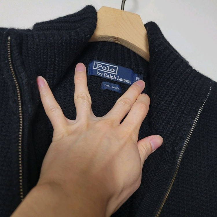 95_폴로 울 니트집업 배스트 블랙 랄프로렌 조끼집업--5