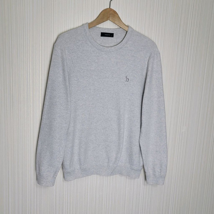 100_헤지스 면 니트 라운드 와플조직 오트밀그레이--1