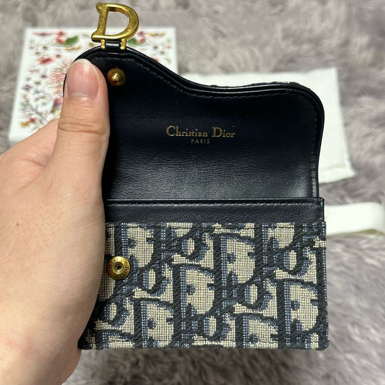 [풀구성] 디올 오블리크 새들 플랩 카드지갑 베이지--2