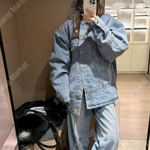 데님 오버핏 부클 카라 자켓(새상품) 이미지