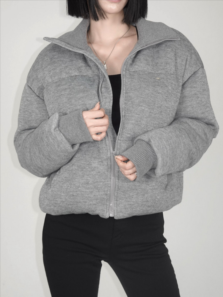 페일제이드 니트 푸퍼 자켓 패딩 그레이--1