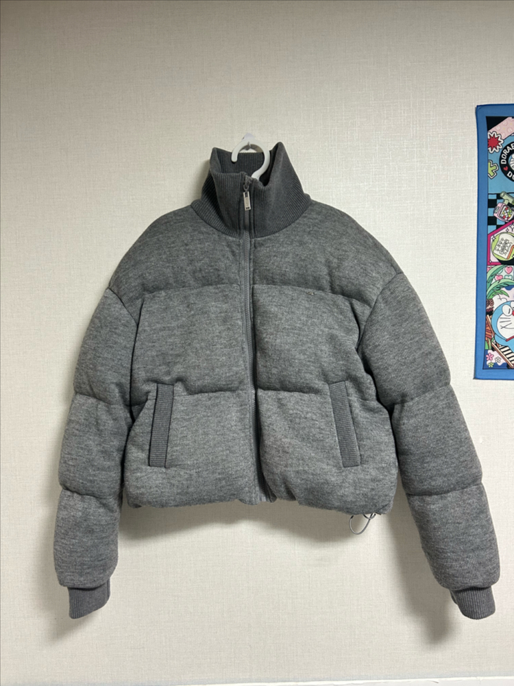 페일제이드 니트 푸퍼 자켓 패딩 그레이--6