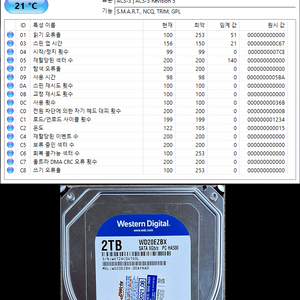 WD BLUE 3.5인치 HDD 2TB - 2개 / WD20EZBX