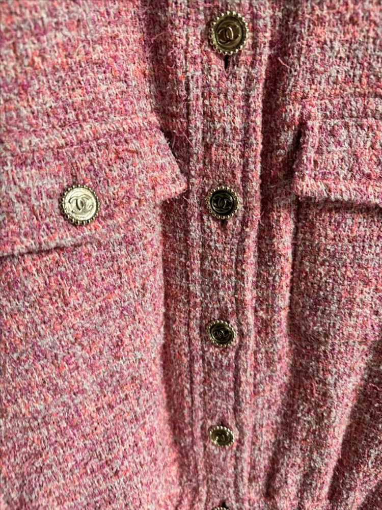 S급)샤넬 P76715 트위드 핑크 자켓 38(1시간착용) 옷걸이포함--4