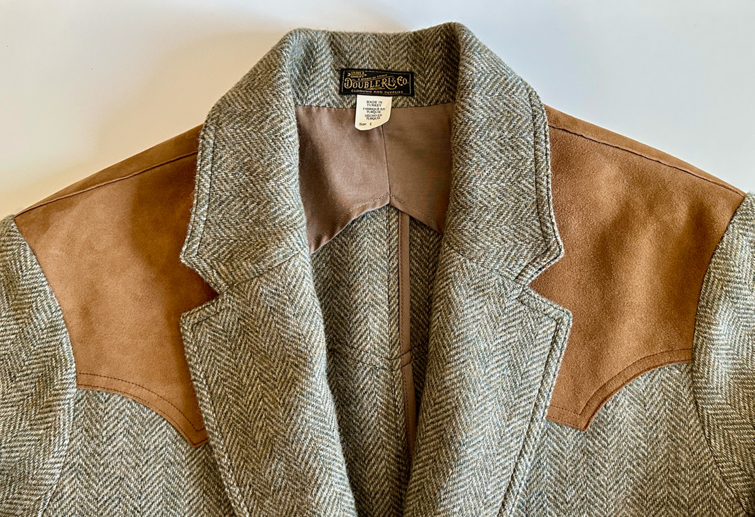 RRL 26SS 언컨스트럭티드 스웨이드 헤링본 웨스턴 블레이저 M 신품--9