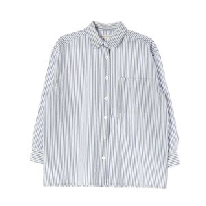 낫띵리튼 블루 스트라이프 오버핏 긴팔 셔츠