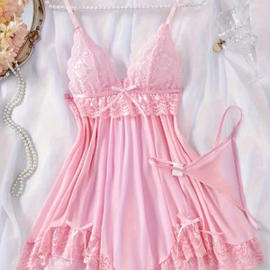 예쁜핑크색 레이스 슬립.새상품