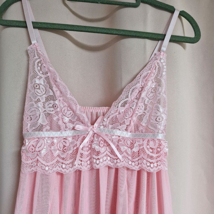 예쁜핑크색 레이스 슬립.새상품--4