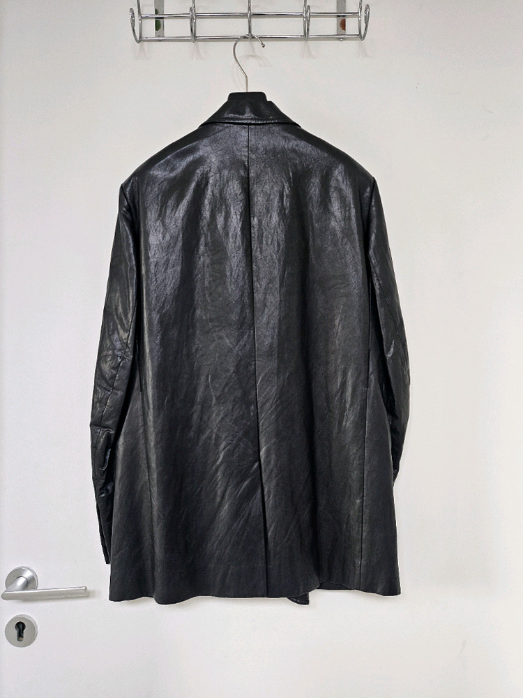 TIME 블랙 가죽 자켓 페이크 레더(Fake Leather)--3