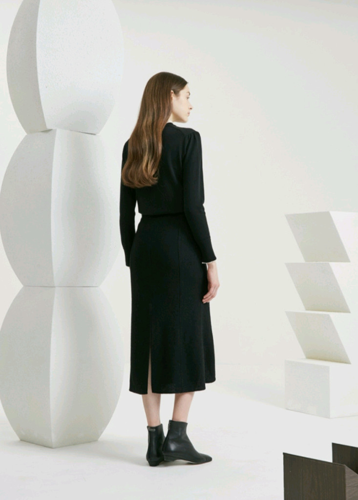 타임 울 블랜드 슬릿 스커트 64 블랙 새상품(정가:525 이미지