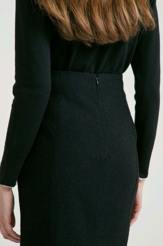 타임 울 블랜드 슬릿 스커트 64 블랙 새상품(정가:525 이미지