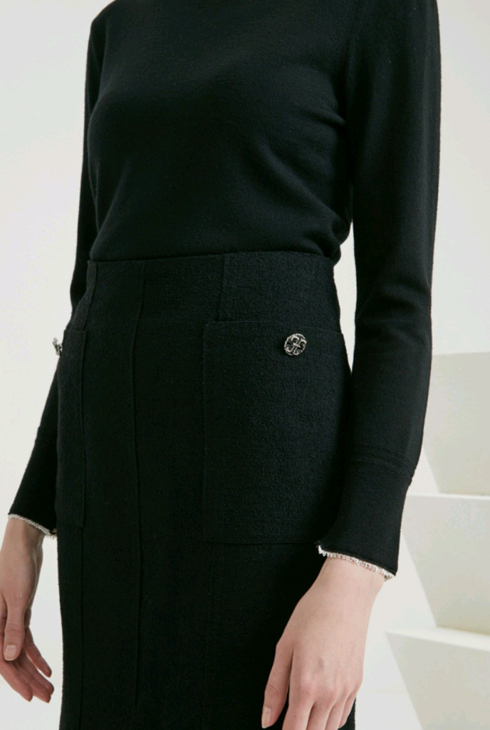 타임 울 블랜드 슬릿 스커트 64 블랙 새상품(정가:525 이미지