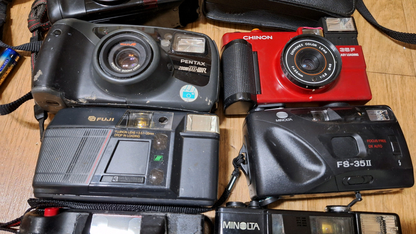 고장,파손,장식품,전시,부품용/필름카메라 14종 일괄 빈티지 레트로 클래식 앤틱 미놀타 후지카 차이논 니콘 펜탁스--4