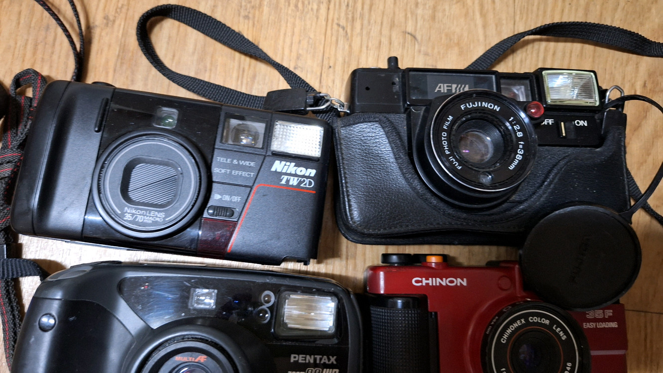 고장,파손,장식품,전시,부품용/필름카메라 14종 일괄 빈티지 레트로 클래식 앤틱 미놀타 후지카 차이논 니콘 펜탁스--5