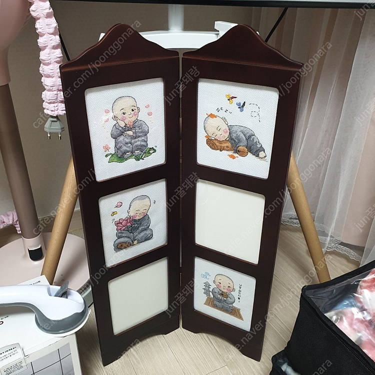 원목 파티션 액자 6구 액자 십자수 사진액자 도안포함 #상태 깨끗함# 이미지