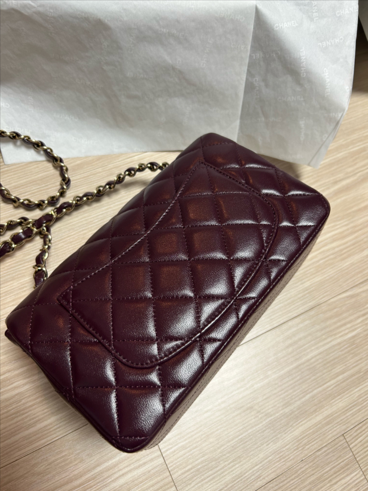 샤넬 뉴미니 버건디--4