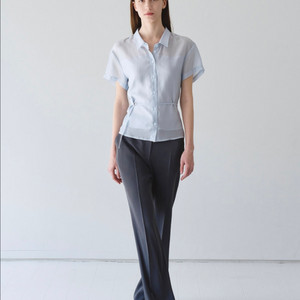 하와 오로르 시스루 셔츠 블라우스 블루 새상품