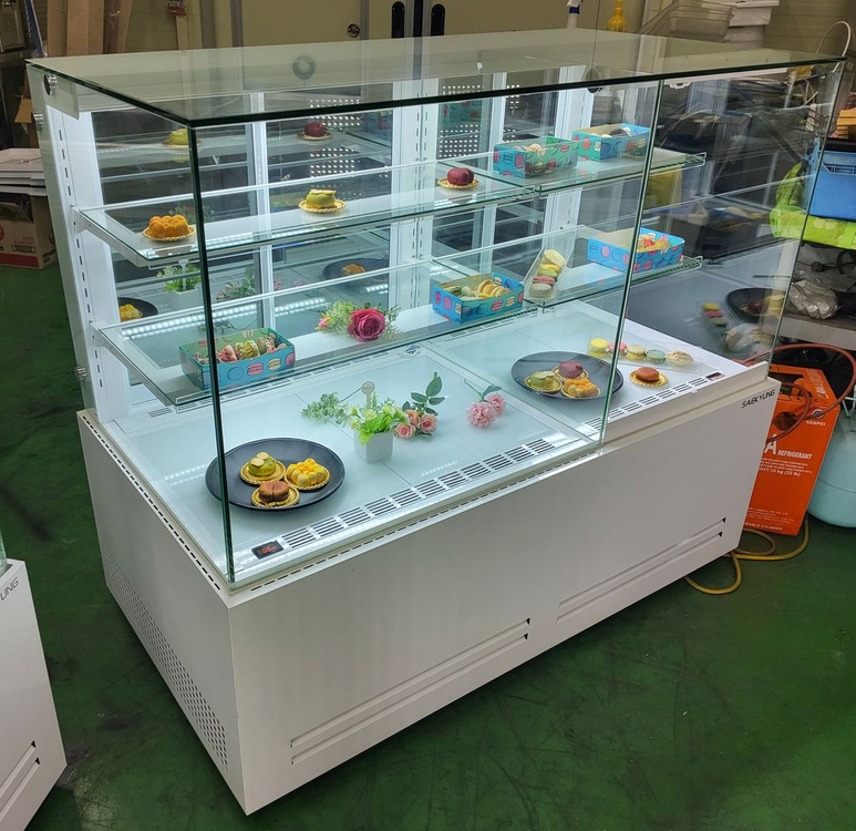 카페용 콤비 듀얼 마카롱 샌드위치 케잌 베이커리 디저트 냉동냉장 쇼케이스 저온콤프 화이트 이미지