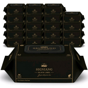 선착순)초고평량82g 엠보싱 블랙라벨 아기물티슈 캡형70매 20팩당 무료배송21900원