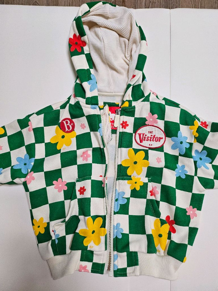 베베드피노 110 하의 120 체크 플라워 봄자켓 상하의 팜 이미지