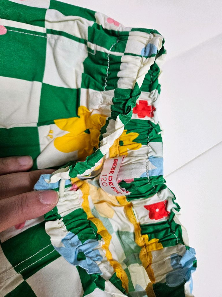 베베드피노 110 하의 120 체크 플라워 봄자켓 상하의 팜 이미지