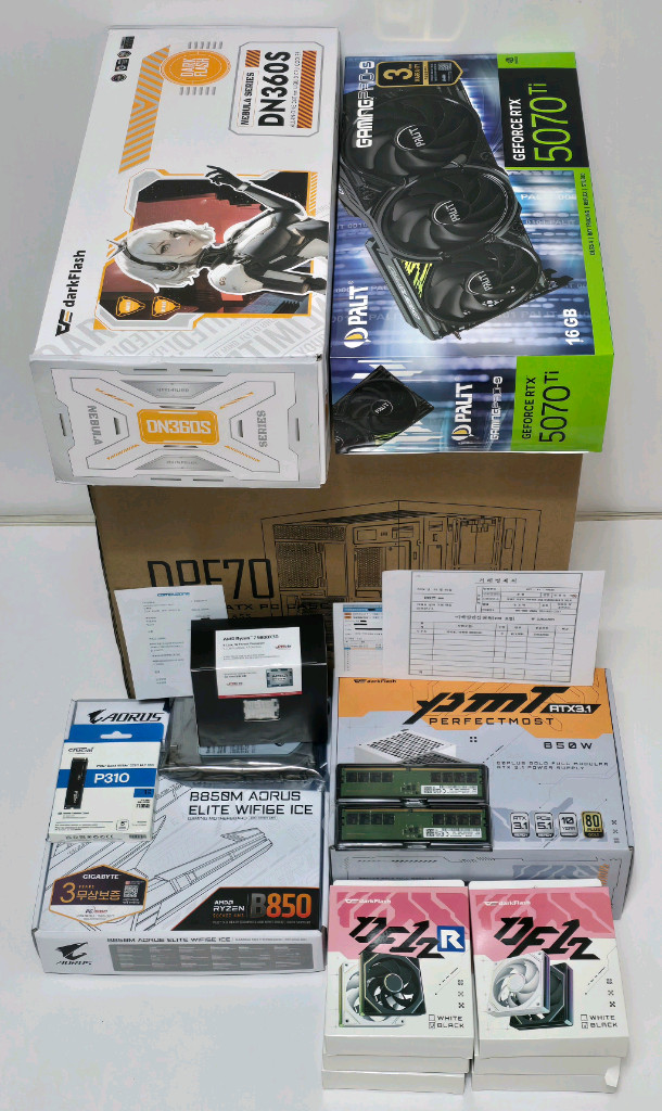 (새제품 반본체 화이트)9800X3D, B850M WIFI, 수랭쿨러, 방송게이밍컴퓨터본체--7