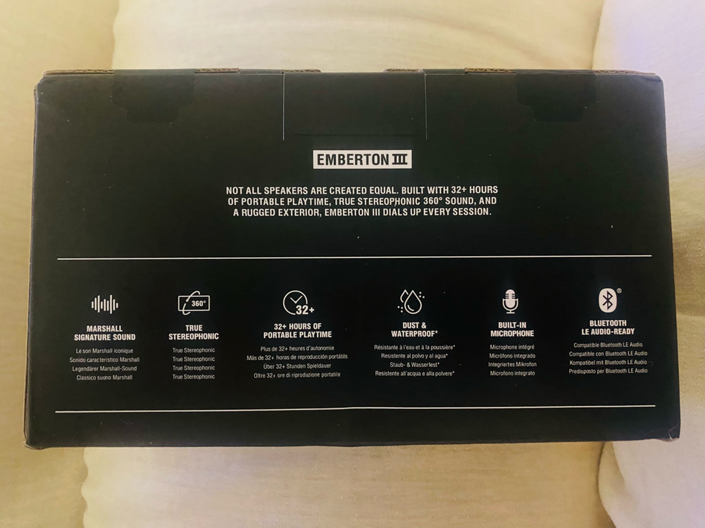 (미개봉 새상품) 마샬 엠버튼3 블루투스 스피커 블랙 정품--6