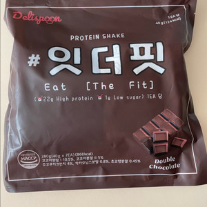 (미개봉)잇더핏 단백질 쉐이크 파우치 더블초코맛(7포)