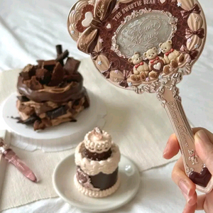 (미개봉 정품)플라워 노즈 테디베어 손거울 브라운