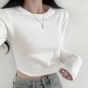 도톰 크롭 긴팔티