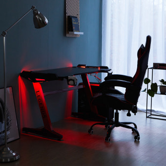 베스트리빙LED게이밍책상 레드+스마트폰 케이블usb스탠드거치대/엘지삼성게이밍모니터tv 러닝캠핑 나이키 아디다스피규어