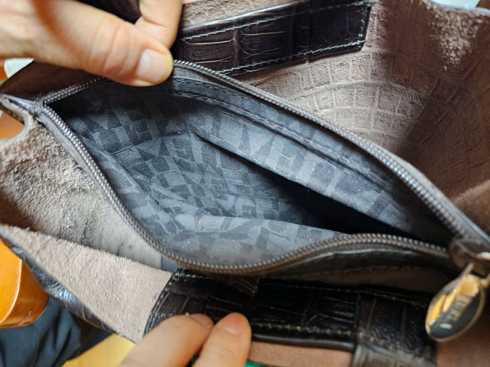 [정품/희귀] 빈티지 훌라(FURLA) 크로코 엠보 레더 토트백 (더스트백 포함) 이미지