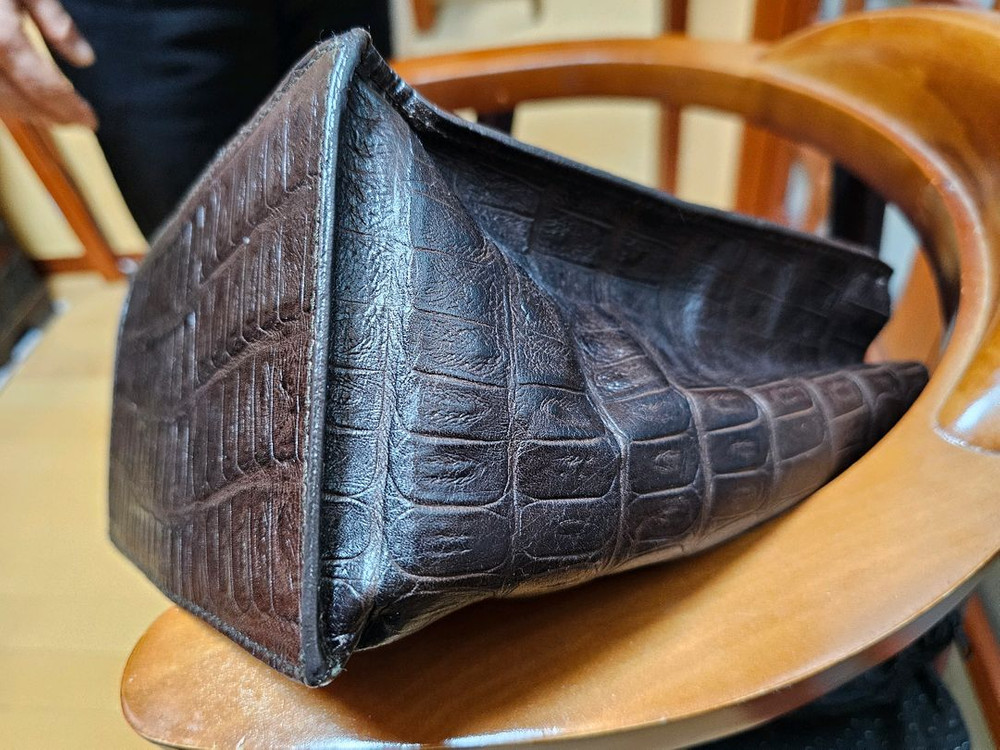 [정품/희귀] 빈티지 훌라(FURLA) 크로코 엠보 레더 토트백 (더스트백 포함) 이미지