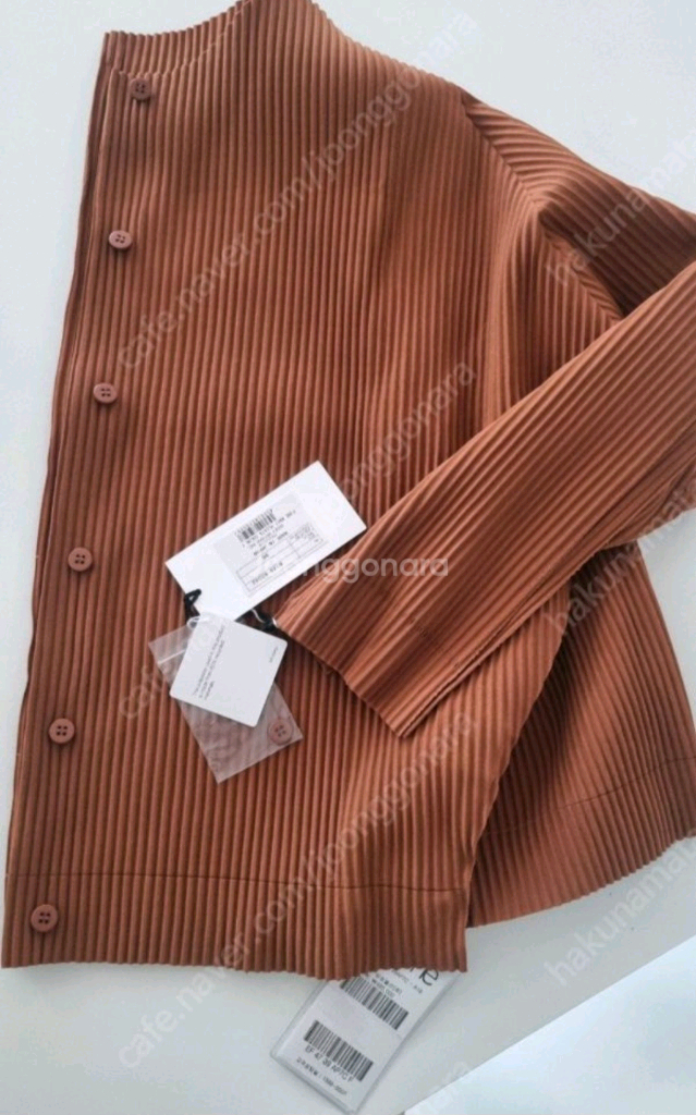 미 이세이미야케 플리츠플리즈 파인니트 가디건 브릭 새상품--1