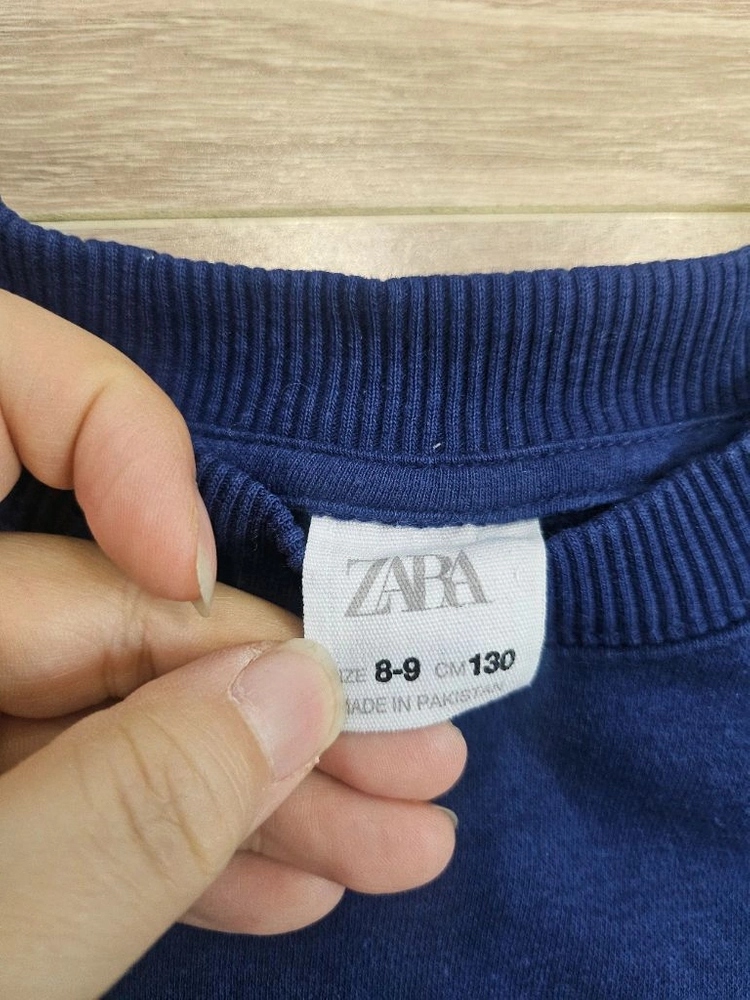 자라키즈 기모 블루 레터링 맨투맨 130사이즈 이미지