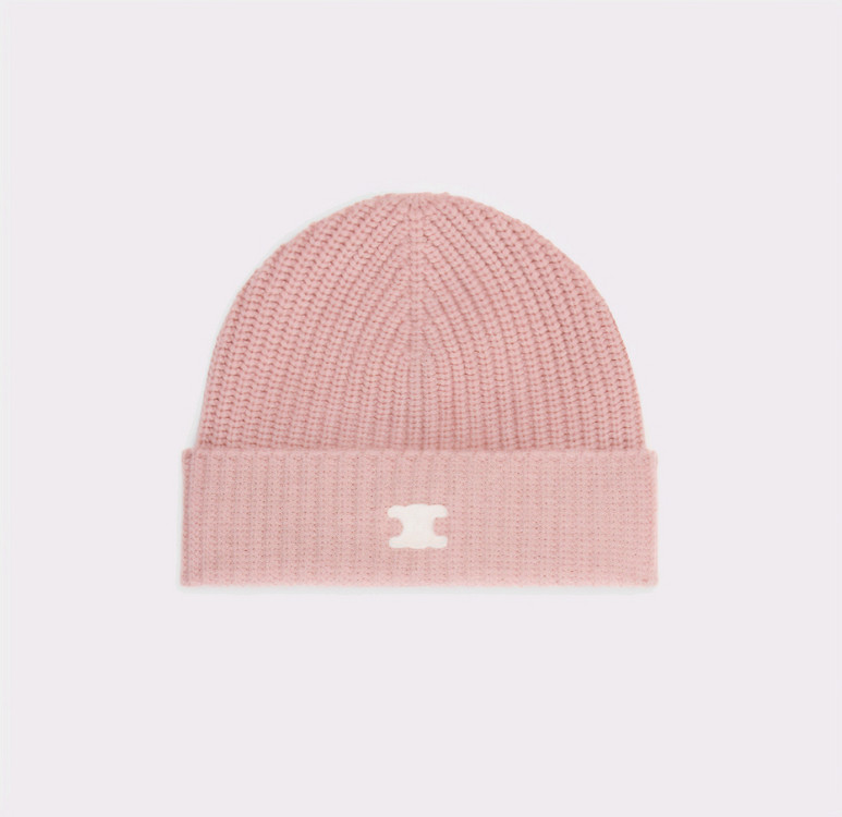 거의새것 셀린느 트리오페 로고 캐시미어 비니 핑크--0