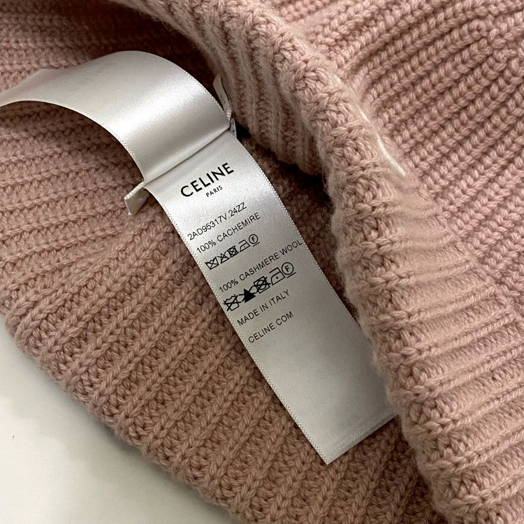 거의새것 셀린느 트리오페 로고 캐시미어 비니 핑크--4