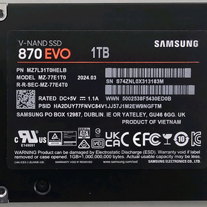 삼성 SSD 870EVO 1TB 국내정품 팝니다.
