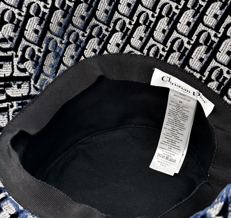 [58] Dior 디올 여성 오블리크 자수 벙거지 버킷햇 모자 네이비 이미지