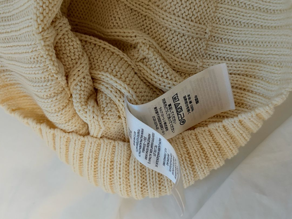 새상품 폴로 랄프로렌 케이블 니트 브이넥 스웨터 크림 L 이미지